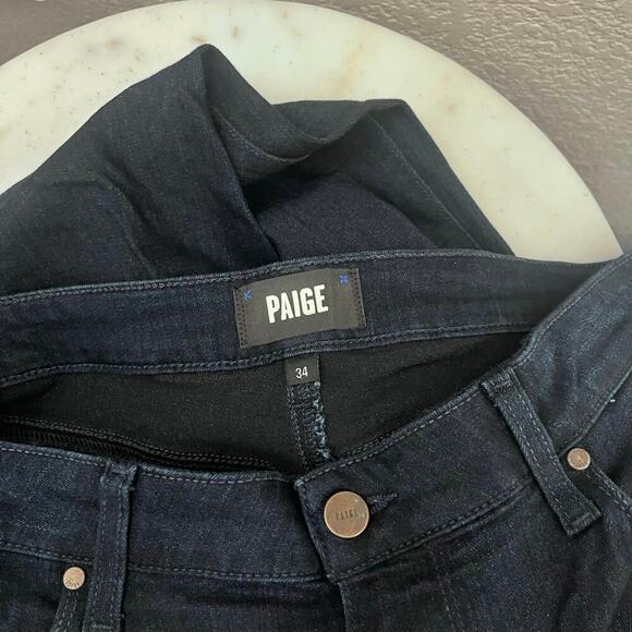 Paige Women’s Hourglass Dark Wash Denim Flare Jeans Stretch Curvy 34 Plus - Picture 8 of 8